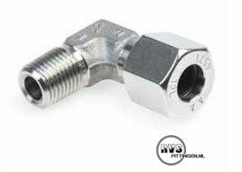 RVS Haakse Inschroefkpl   LR 12 mm - 1/2&quot;, 1.4571